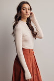 Stretch Ribbed Mock Neck Top