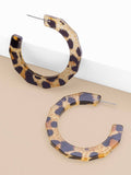 Large Resin Textured Leopard Hoop Earring Jewelry
