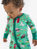 SoftSnooze™ Baby Bamboo Viscose Farm Friends Convertible One Piece Footie Pajama