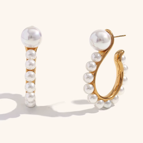 Cascade Pearl Hoop Earrings