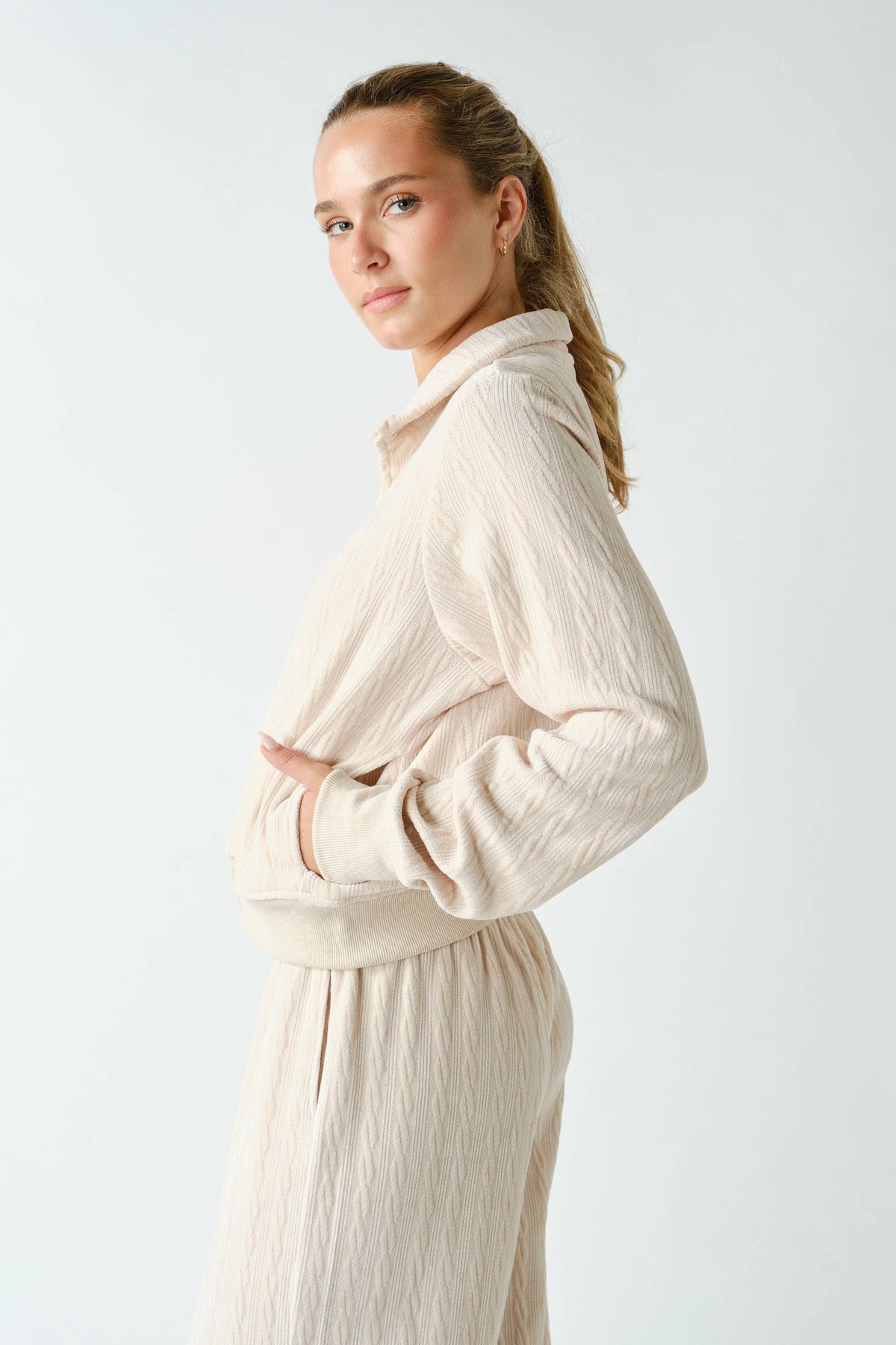 Groove-Track Textured Zip-Up Jacket