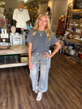 Washed Waffle Knit Pocket Top