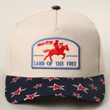 Land Of The Free Embroidered Patch Star Print Trucker Hat