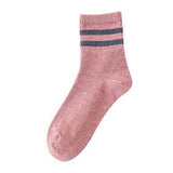 Preppy Versatile Plain Color Striped Socks