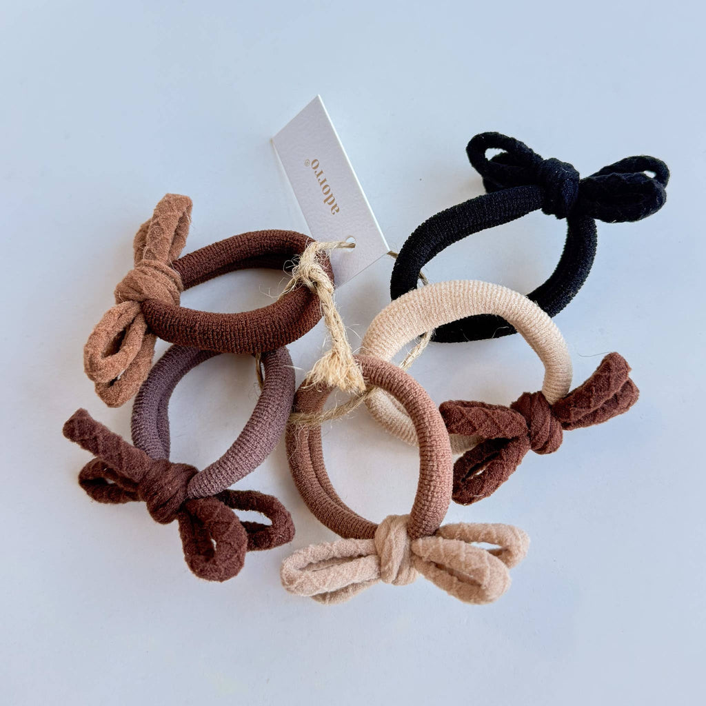 Neutral Seamless Bow Hair Ties (Set of 5)