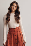 Stretch Ribbed Mock Neck Top