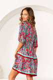 Floral Print Tiered Mini Dress with Puff Sleeves