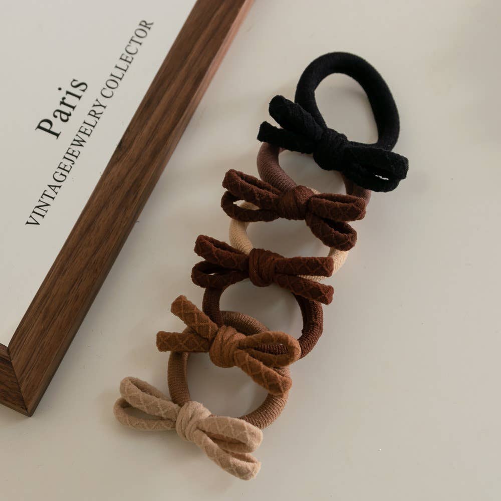 Neutral Seamless Bow Hair Ties (Set of 5)