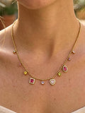 Daiselle 18K Gold Non-Tarnish Colorful CZ Charm Necklace