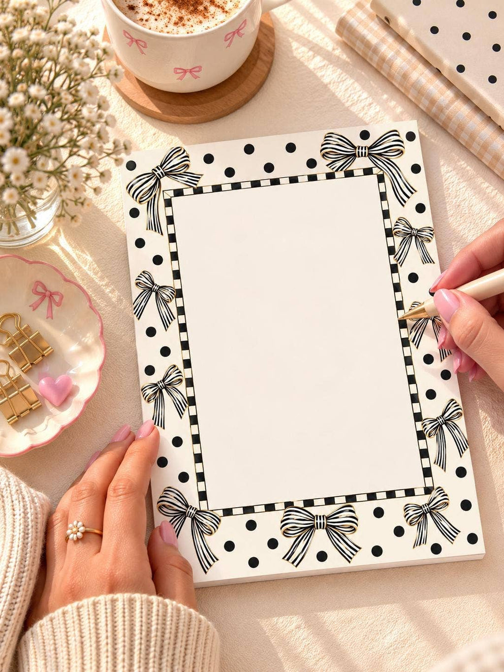Black Bow Notepad & Polka Dot Memo Pad Coquette St