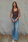 Seamless Ribbed Tank Top with Lace Trim