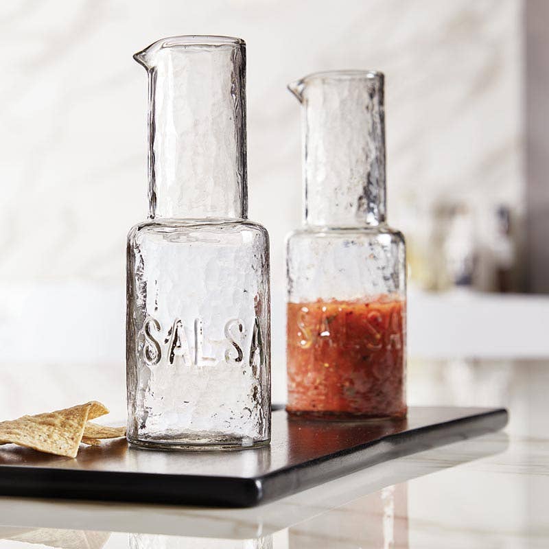 Embossed Salsa Carafe Set With 4 salsa bowls