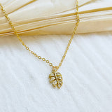 Kara Tozer Dainty Gold Monstera Leaf Necklace