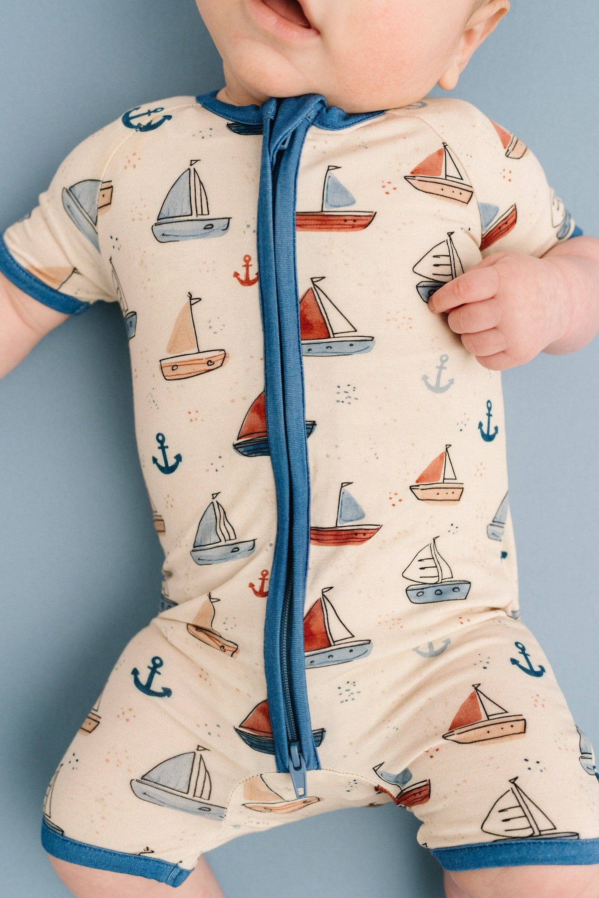 Nautical Sail Bamboo Short Romper