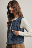 Braided Trim Denim Vest
