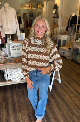 Brushed Floral Jacquard Sweater