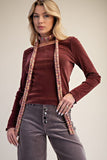 Velvet Boat Neck Top