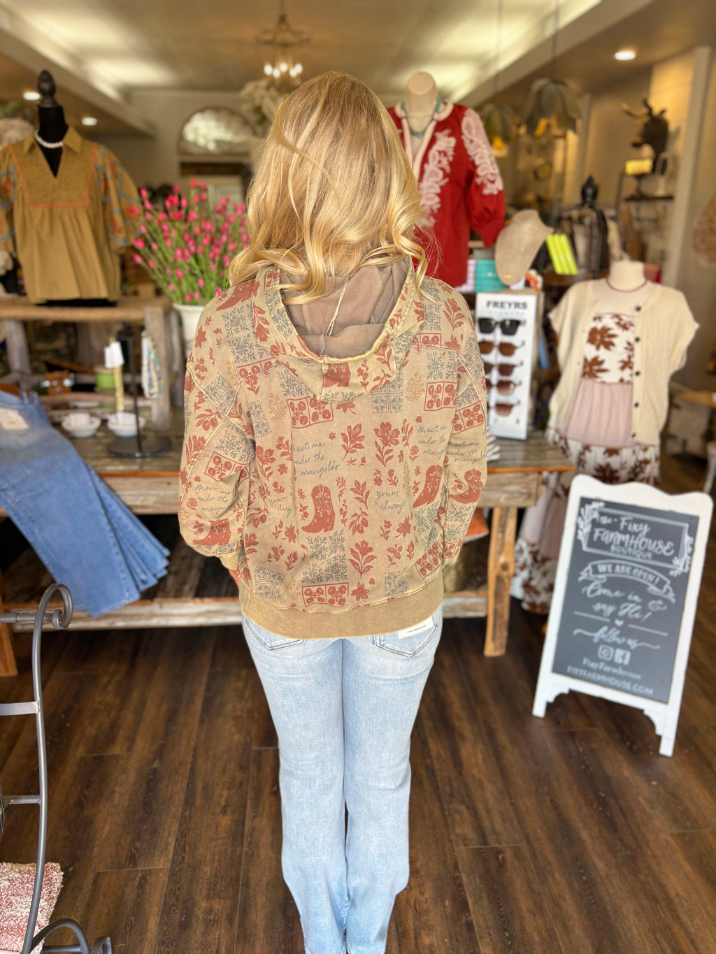 Western Floral Mineral-Wash Hoodie