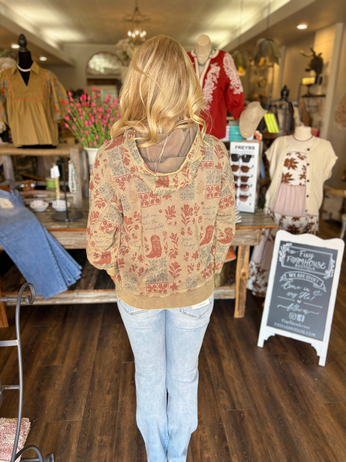 Western Floral Mineral-Wash Hoodie