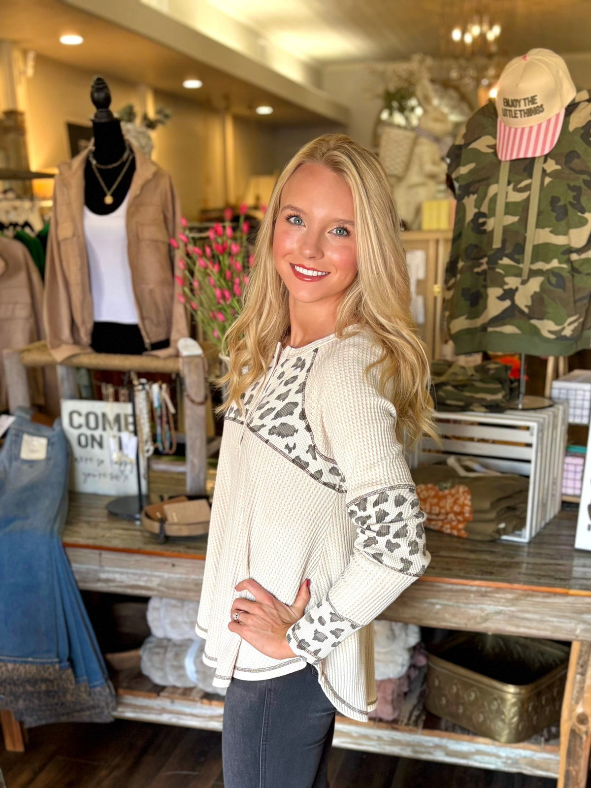 Animal Print Mix Thermal Top