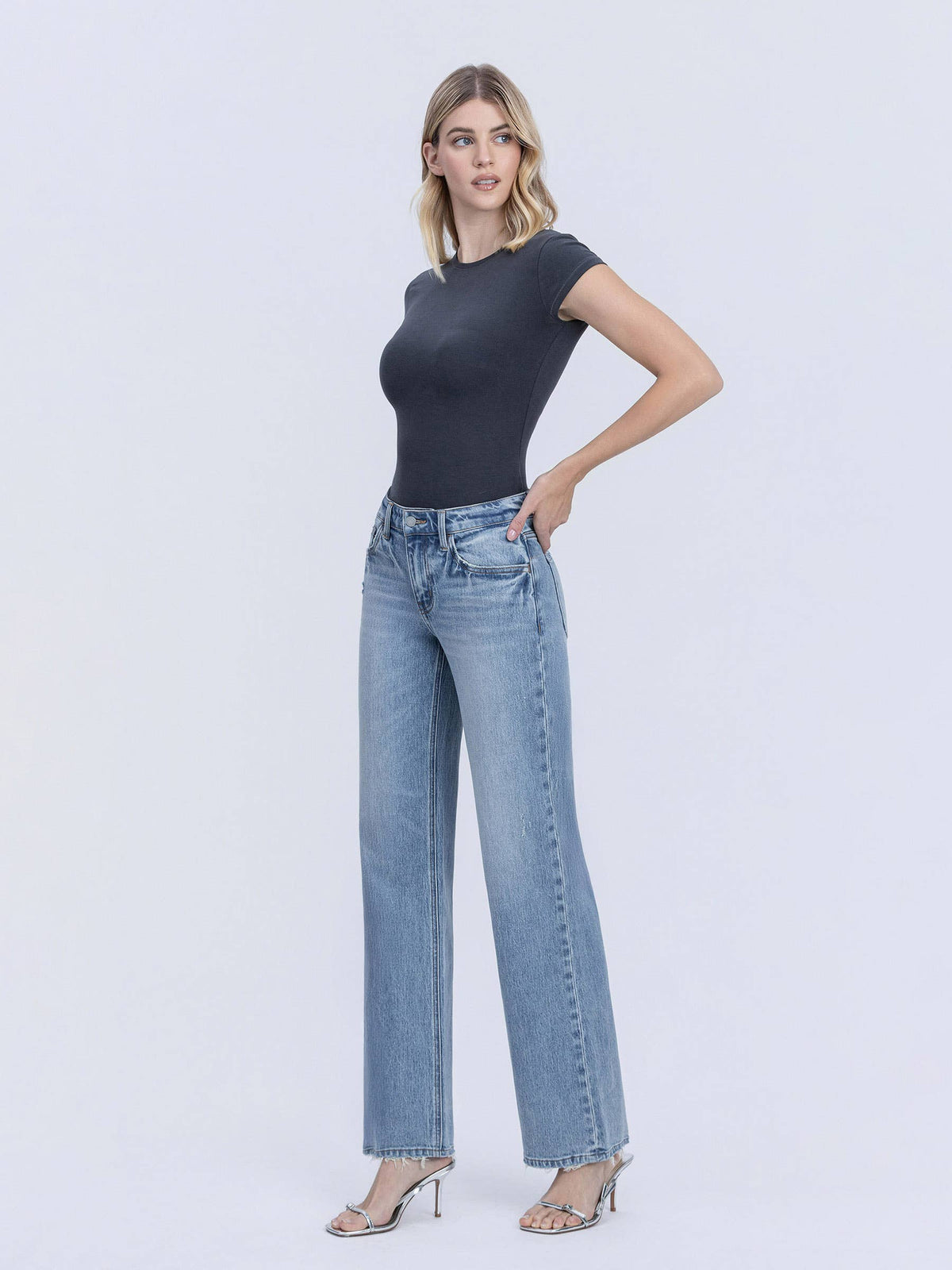 Vervet Mid Rise Slim Wide Jeans
