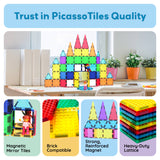 PicassoTiles 63pc Brick & Magnetic Tile Building Set