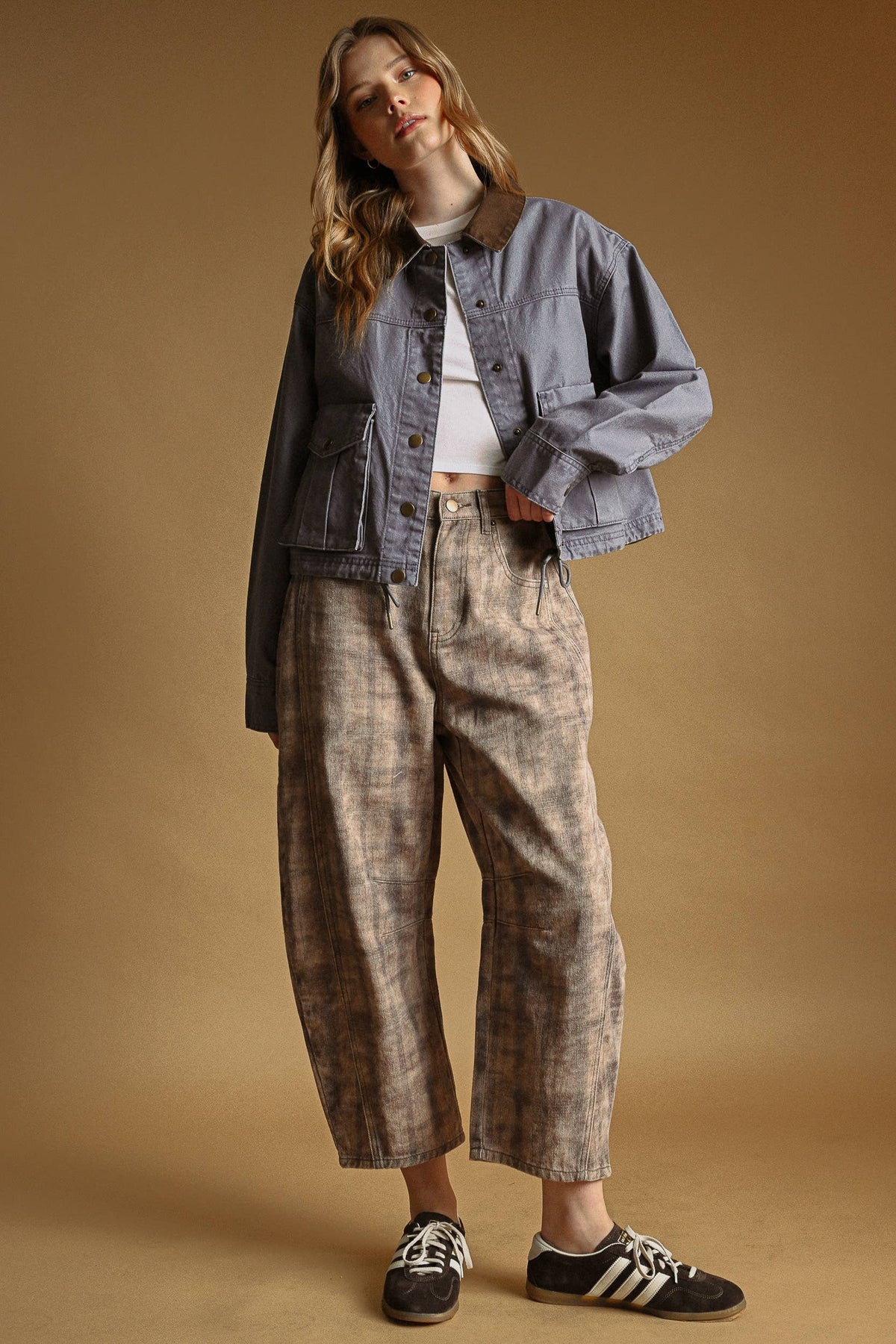 Denim Blue Contrast Collar Jacket