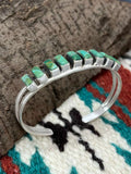 Handmade Sterling Silver Kingman Turquoise Bracelet with Signed Nizhoni
