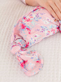 SoftSnooze™ Baby Girls Bamboo Viscose Pretty in Pink Floral Ruffle Knotted Sleep Gown & Bow Hat Set