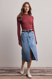 Stretch Ribbed Mock Neck Top