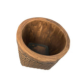 WOVEN BASKET PATTERN CERAMIC CONTAINER 4"