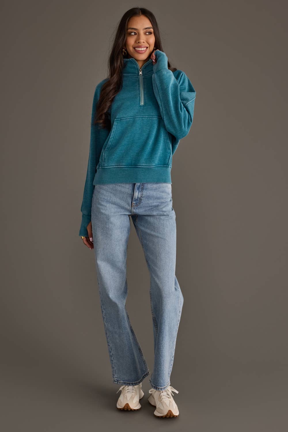 Dk. Teal Quarter Zip Sweatshirt
