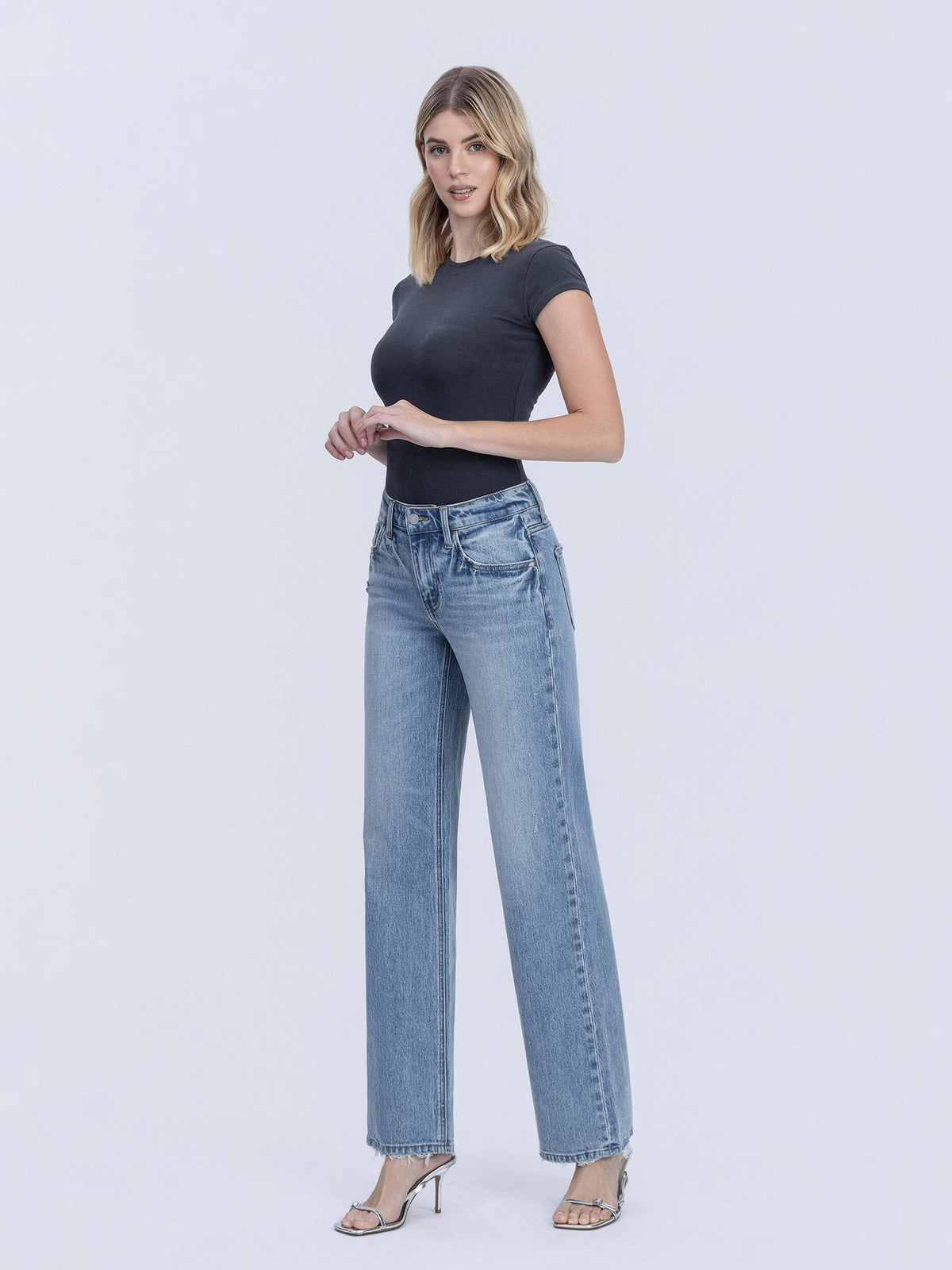 Vervet Mid Rise Slim Wide Jeans