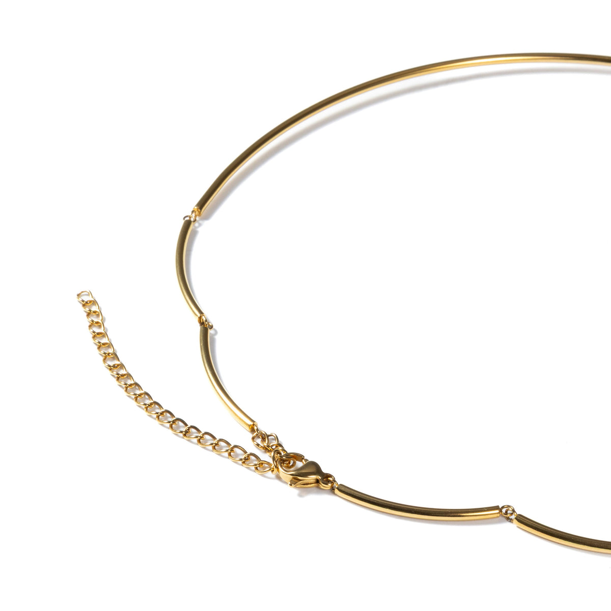 18K Gold Oval Crystal Collar Necklace