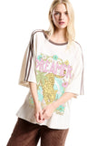 Dreamer Leopard Paradise Oversized Tee W/ Shoulder Stripe