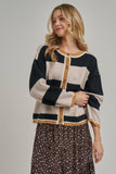 Wide Stripe Button Up Cardigan