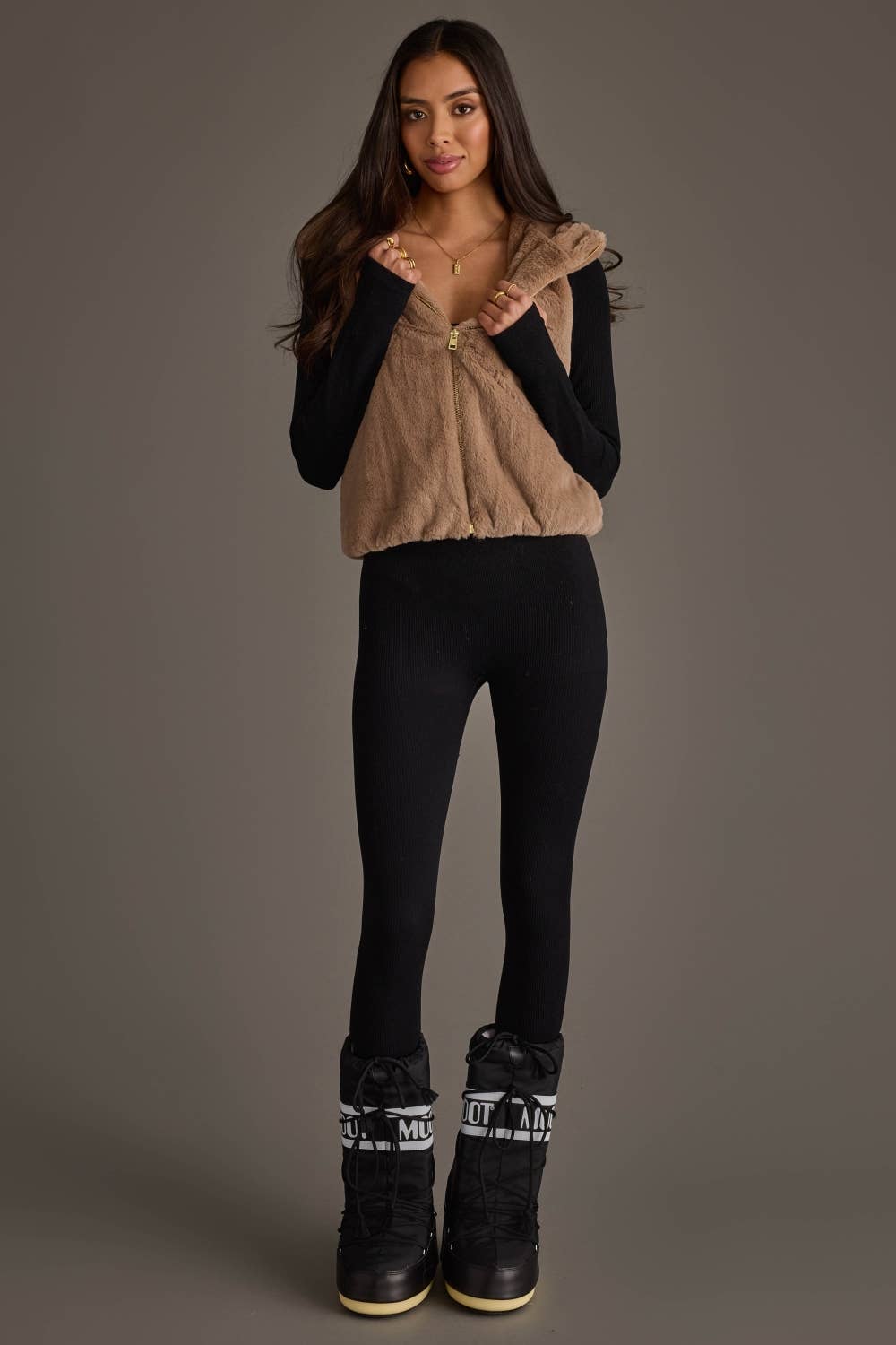 Lt. Brown Faux Fur Vest