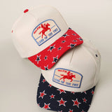 Land Of The Free Embroidered Patch Star Print Trucker Hat