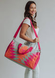 Orange, Pink & Slate Aztec Duffel