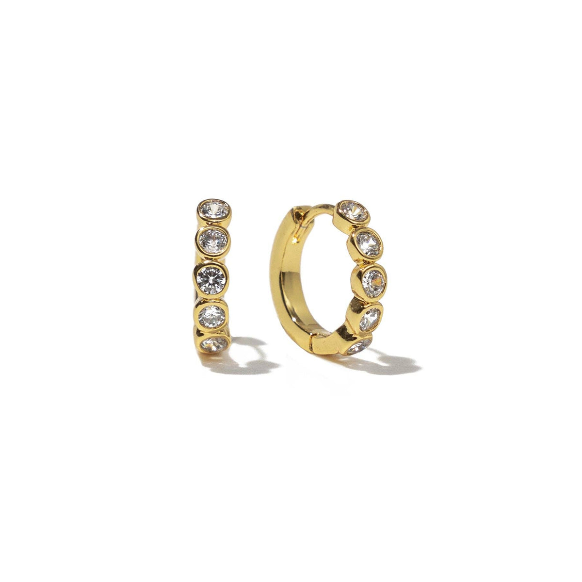 18K Gold Diamond Huggies