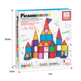 PicassoTiles 63pc Brick & Magnetic Tile Building Set