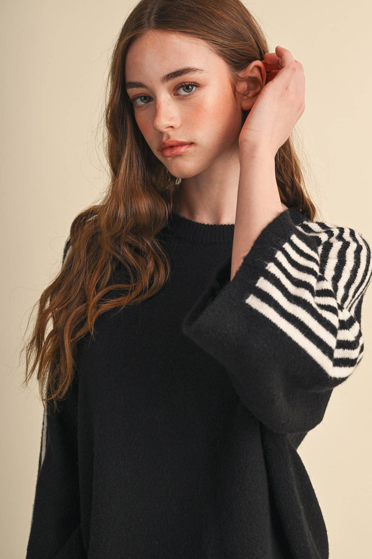 Striped 3/4 Sleeve Sweater