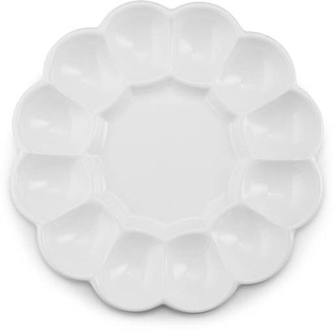 Kook Ceramic Round Egg Tray, Holds 12 Eggs, 9.8 In, White