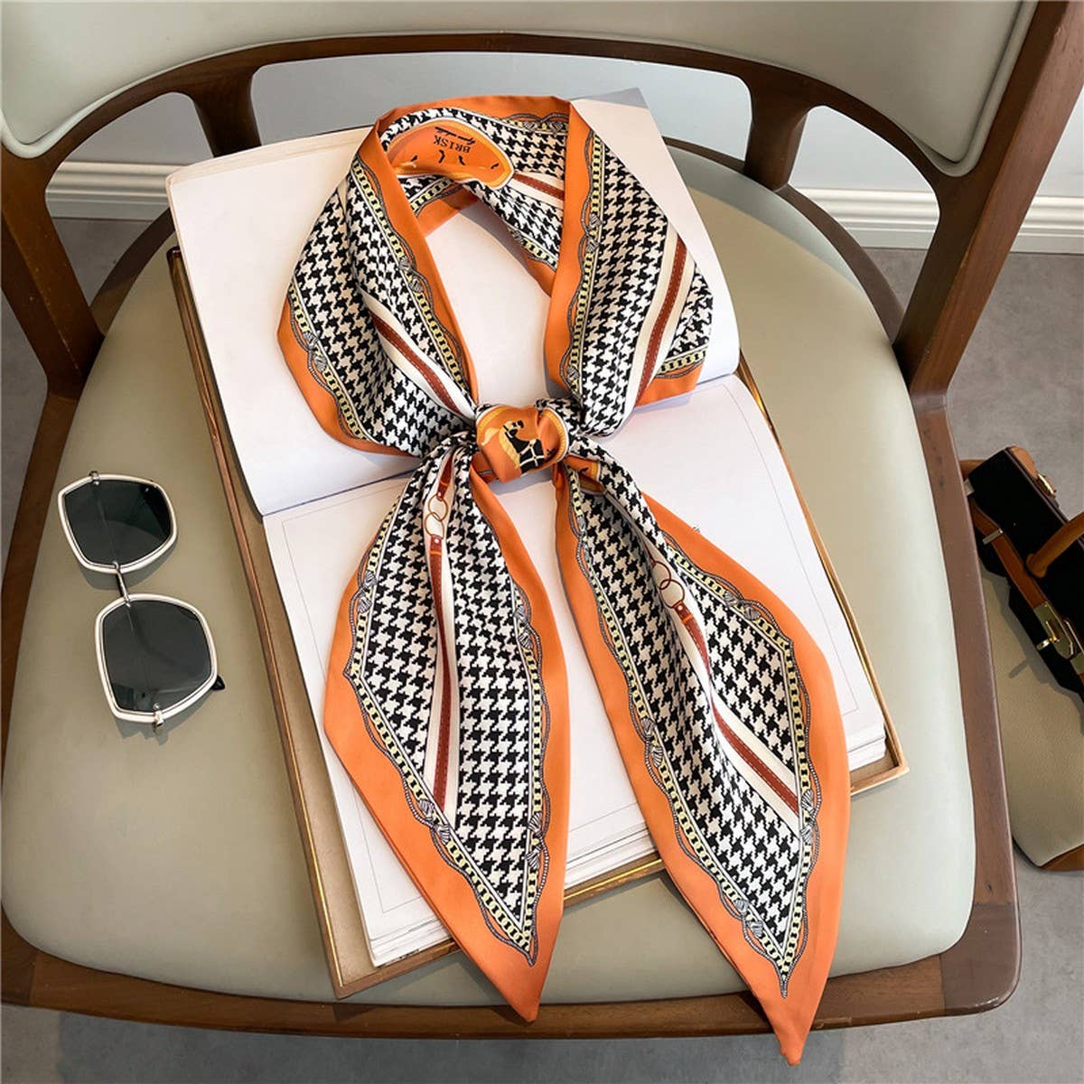 Narrow Beveled Silk Scarf