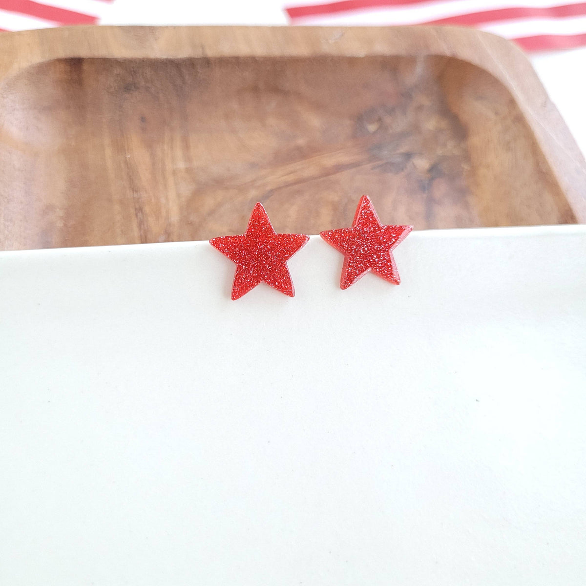 Liberty Star Studs - Red // 4th of July Patriotic Earrings