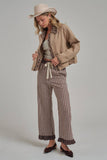 Twill Barn Coat with Leopard Detail