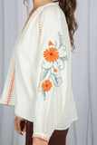Raglan Sleeve Embroidered Blouse