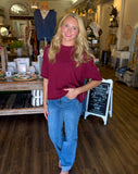 Drop Shoulder Short Sleeve Sweater