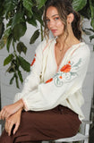 Raglan Sleeve Embroidered Blouse