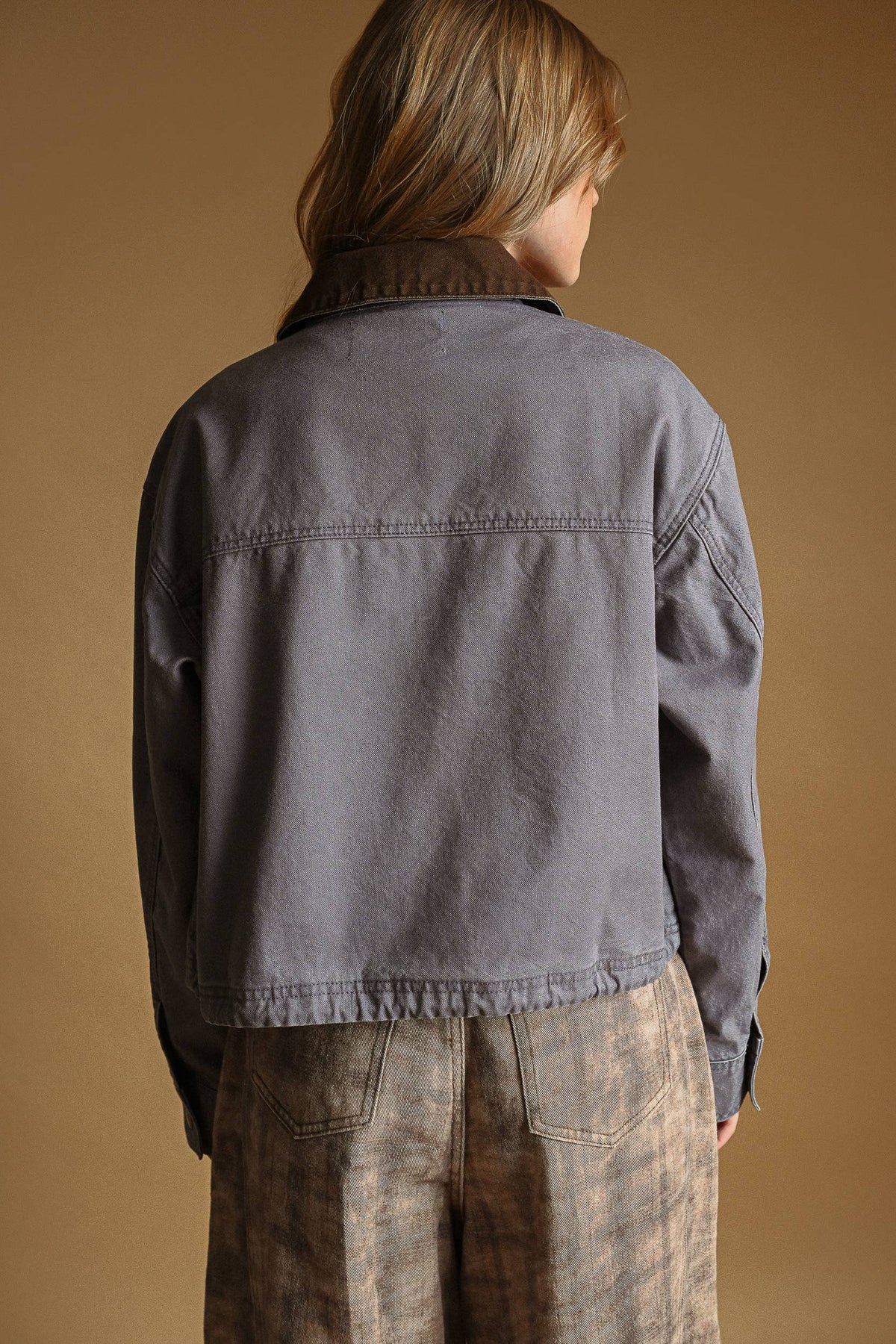 Denim Blue Contrast Collar Jacket